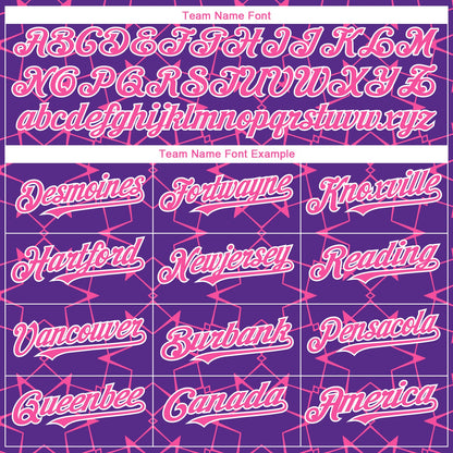 Custom Purple Pink-White 3D Pattern Design Star Lines Authentic Baseball Jersey - Sky-Custom