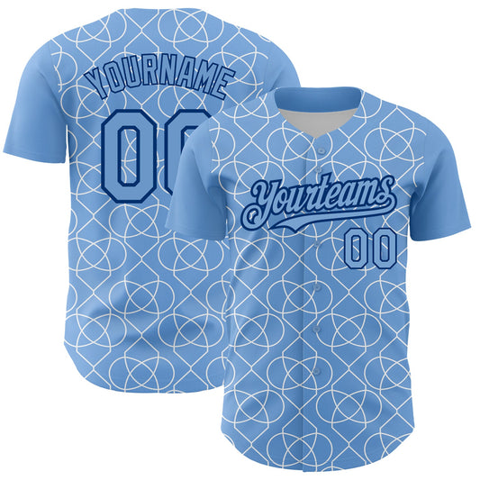 Custom Light Blue Black-White 3D Pattern Design Arabesque Shape Authentic Baseball Jersey - Sky-Custom