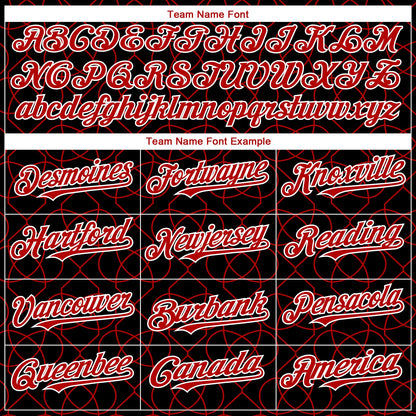 Custom Black Red-White 3D Pattern Design Arabesque Shape Authentic Baseball Jersey - Sky-Custom