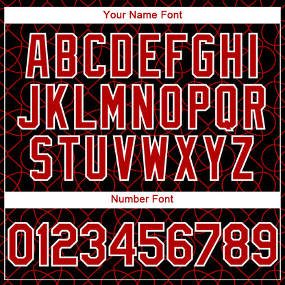 Custom Black Red-White 3D Pattern Design Arabesque Shape Authentic Baseball Jersey - Sky-Custom