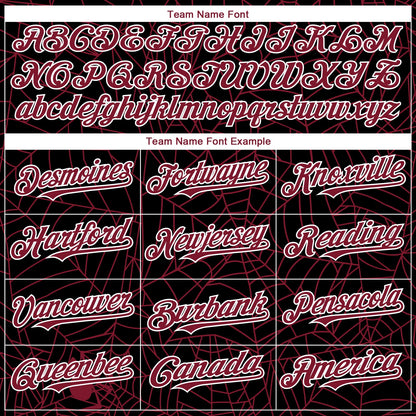 Custom Black Crimson-White 3D Pattern Design Spider Web Authentic Baseball Jersey - Sky-Custom