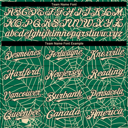 Custom Kelly Green Cream-Black 3D Pattern Design Spider Web Authentic Baseball Jersey - Sky-Custom
