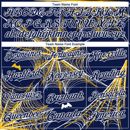Custom Navy Gold-White 3D Pattern Design Spider Web Authentic Baseball Jersey - Sky-Custom