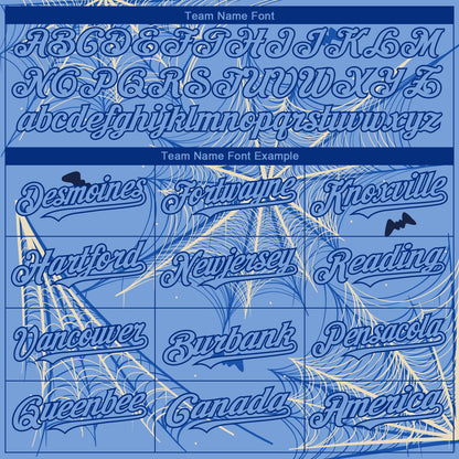 Custom Light Blue Cream-Royal 3D Pattern Design Spider Web Authentic Baseball Jersey - Sky-Custom