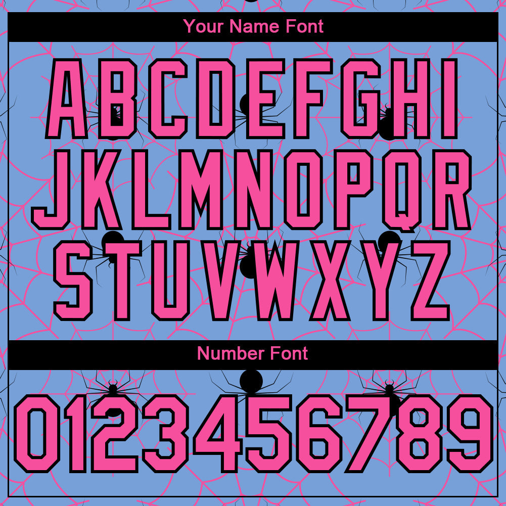 Custom Light Blue Pink-Black 3D Pattern Design Spider Web Authentic Baseball Jersey - Sky-Custom