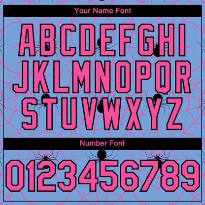 Custom Light Blue Pink-Black 3D Pattern Design Spider Web Authentic Baseball Jersey - Sky-Custom