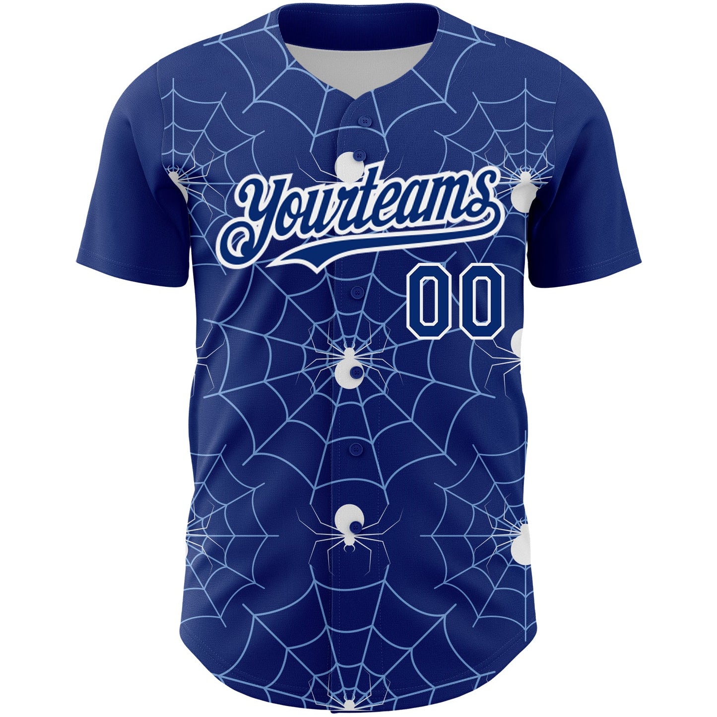 Custom Royal Light Blue-White 3D Pattern Design Spider Web Authentic Baseball Jersey - Sky-Custom