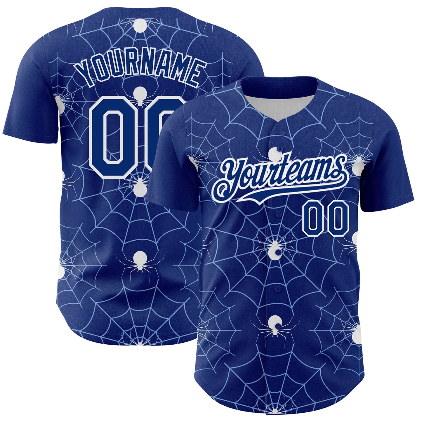 Custom Royal Light Blue-White 3D Pattern Design Spider Web Authentic Baseball Jersey - Sky-Custom