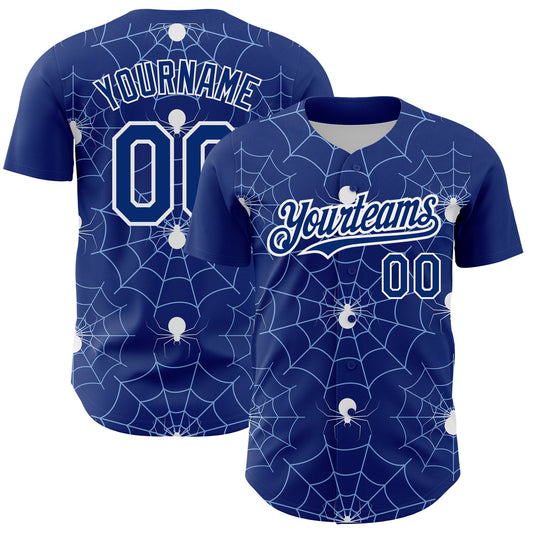 Custom Royal Light Blue-White 3D Pattern Design Spider Web Authentic Baseball Jersey - Sky-Custom