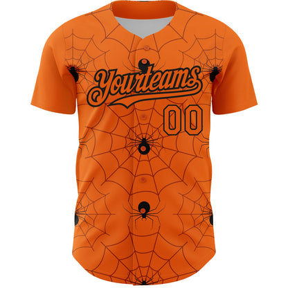 Custom Bay Orange Black 3D Pattern Design Spider Web Authentic Baseball Jersey - Sky-Custom