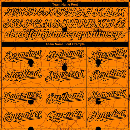 Custom Bay Orange Black 3D Pattern Design Spider Web Authentic Baseball Jersey - Sky-Custom
