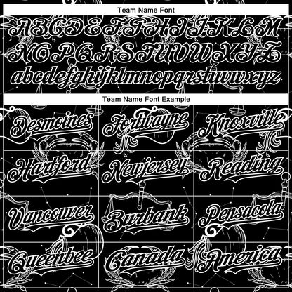 Custom Black White 3D Pattern Design Zodiac Authentic Baseball Jersey - Sky-Custom