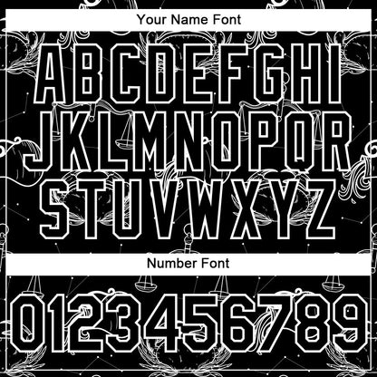 Custom Black White 3D Pattern Design Zodiac Authentic Baseball Jersey - Sky-Custom