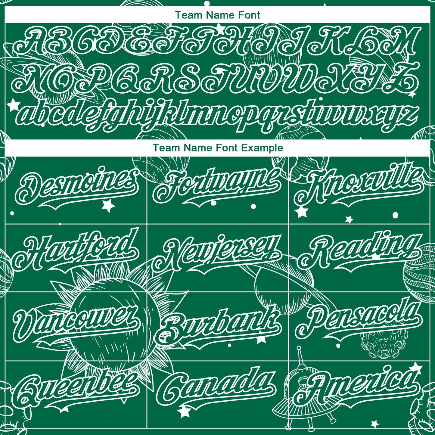 Custom Kelly Green White 3D Pattern Design Planets Authentic Baseball Jersey - Sky-Custom