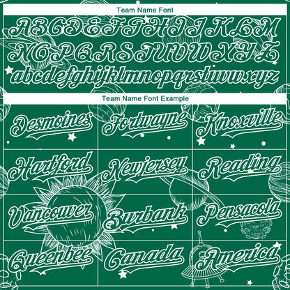 Custom Kelly Green White 3D Pattern Design Planets Authentic Baseball Jersey - Sky-Custom
