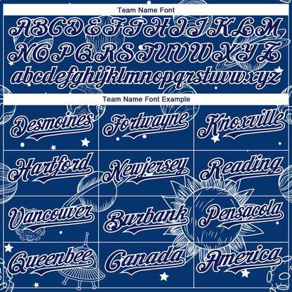 Custom Royal White 3D Pattern Design Planets Authentic Baseball Jersey - Sky-Custom