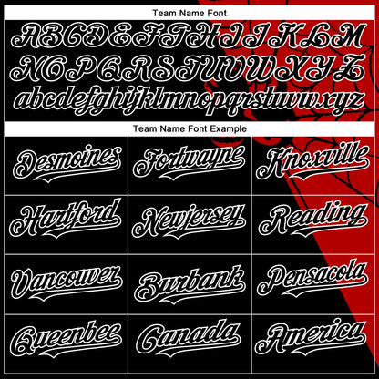 Custom Black Red-White 3D Pattern Design Spider Web Authentic Baseball Jersey - Sky-Custom