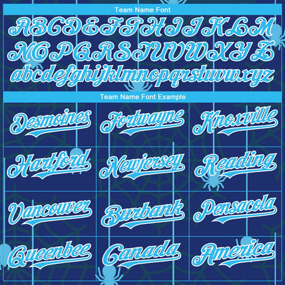 Custom Royal Sky Blue-White 3D Pattern Design Spider Web Authentic Baseball Jersey - Sky-Custom