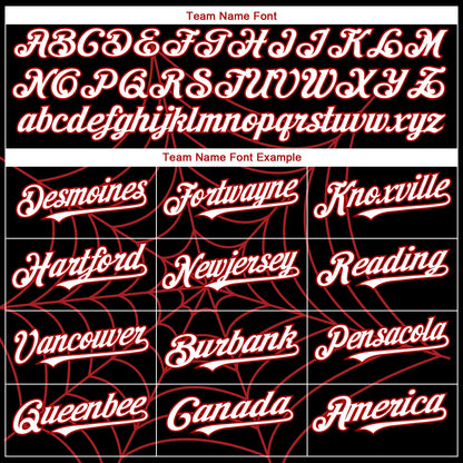 Custom Black White-Red 3D Pattern Design Spider Web Authentic Baseball Jersey - Sky-Custom