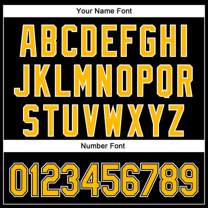 Custom Black Gold-White 3D Pattern Design Curve Solid Authentic Baseball Jersey - Sky-Custom