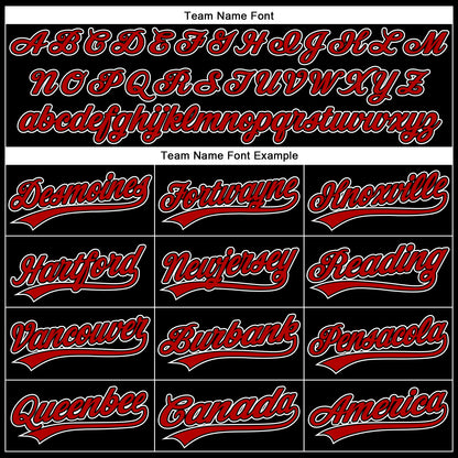 Custom Black Red-White 3D Pattern Design Curve Solid Authentic Baseball Jersey - Sky-Custom