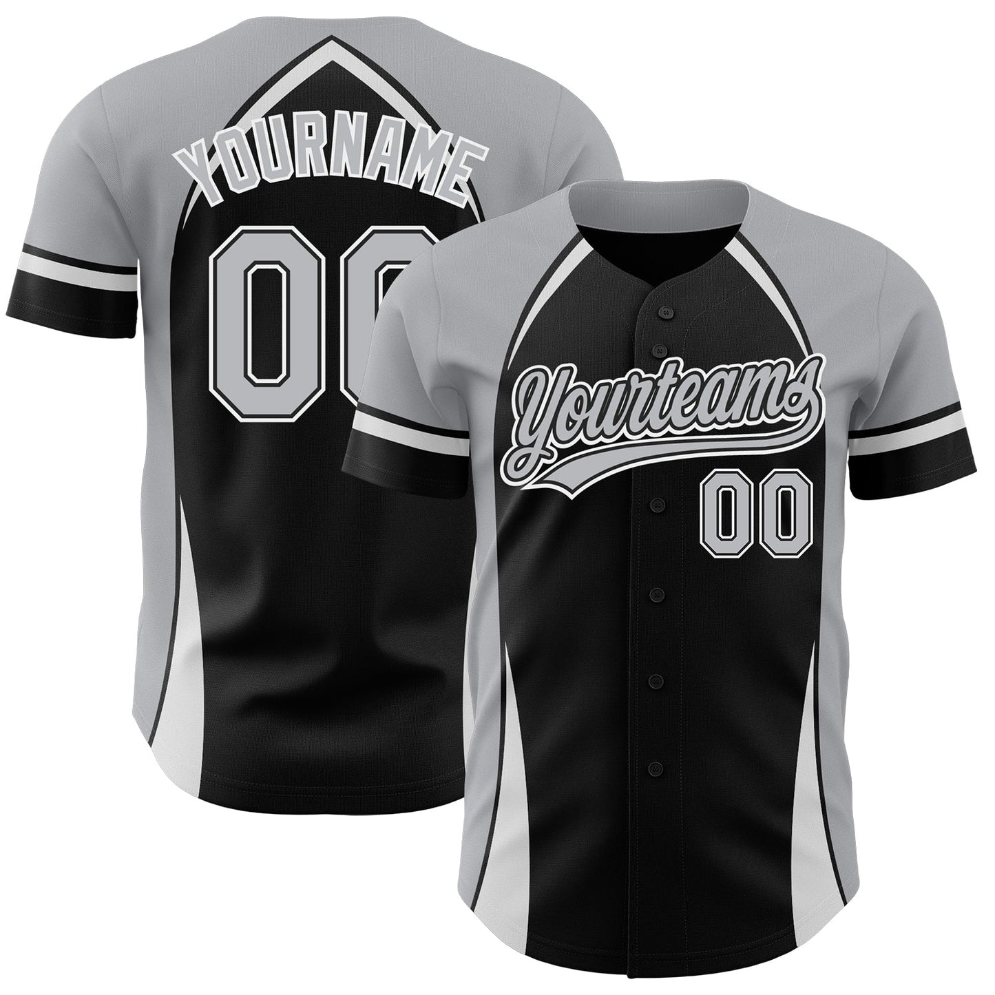 Custom Black Gray-White 3D Pattern Design Curve Solid Authentic Baseball Jersey - Sky-Custom
