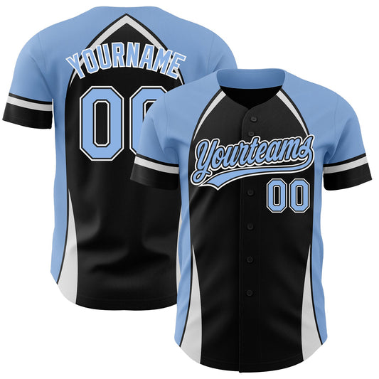 Custom Black Light Blue-White 3D Pattern Design Curve Solid Authentic Baseball Jersey - Sky-Custom