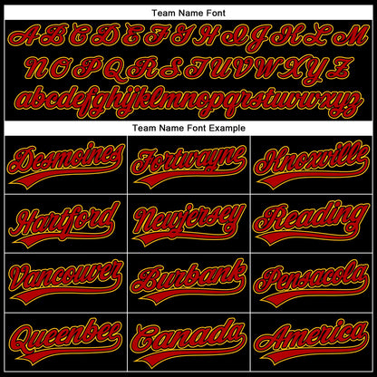 Custom Black Red-Gold 3D Pattern Design Curve Solid Authentic Baseball Jersey - Sky-Custom