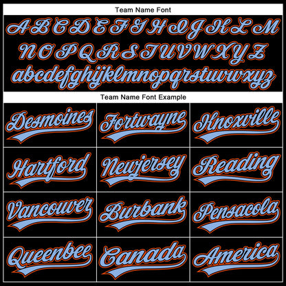 Custom Black Orange-Powder Blue 3D Pattern Design Curve Solid Authentic Baseball Jersey - Sky-Custom