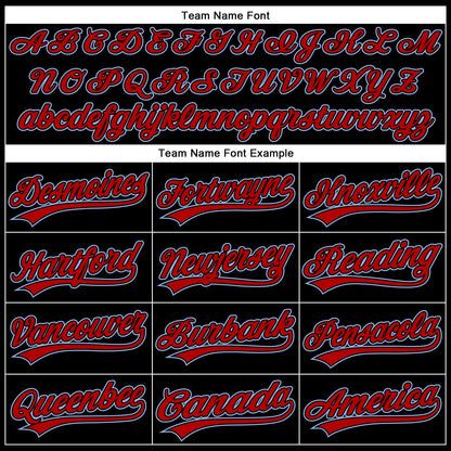 Custom Black Red-Light Blue 3D Pattern Design Curve Solid Authentic Baseball Jersey - Sky-Custom