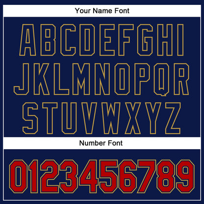 Custom Navy Red-Old Gold 3D Pattern Design Curve Solid Authentic Baseball Jersey - Sky-Custom