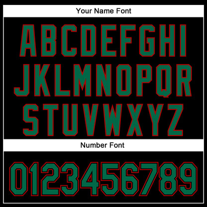 Custom Black Kelly Green-Red 3D Pattern Design Curve Solid Authentic Baseball Jersey - Sky-Custom