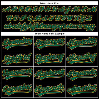 Custom Black Kelly Green-Gold 3D Pattern Design Curve Solid Authentic Baseball Jersey - Sky-Custom