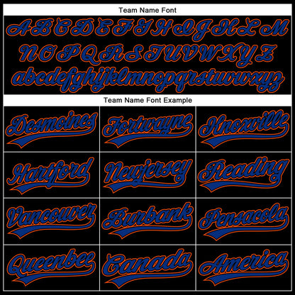 Custom Black Royal-Orange 3D Pattern Design Curve Solid Authentic Baseball Jersey - Sky-Custom