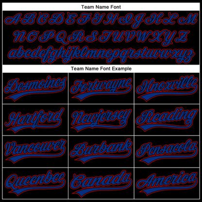 Custom Black Royal-Red 3D Pattern Design Curve Solid Authentic Baseball Jersey - Sky-Custom