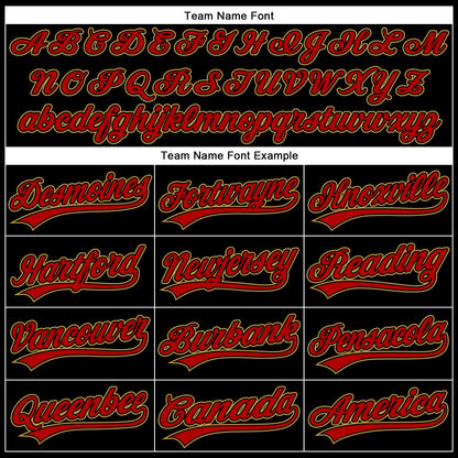 Custom Black Red-Old Gold 3D Pattern Design Curve Solid Authentic Baseball Jersey - Sky-Custom