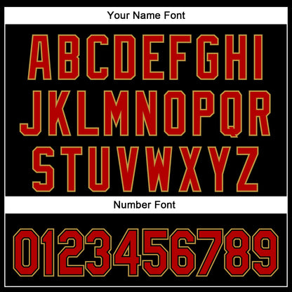 Custom Black Red-Old Gold 3D Pattern Design Curve Solid Authentic Baseball Jersey - Sky-Custom