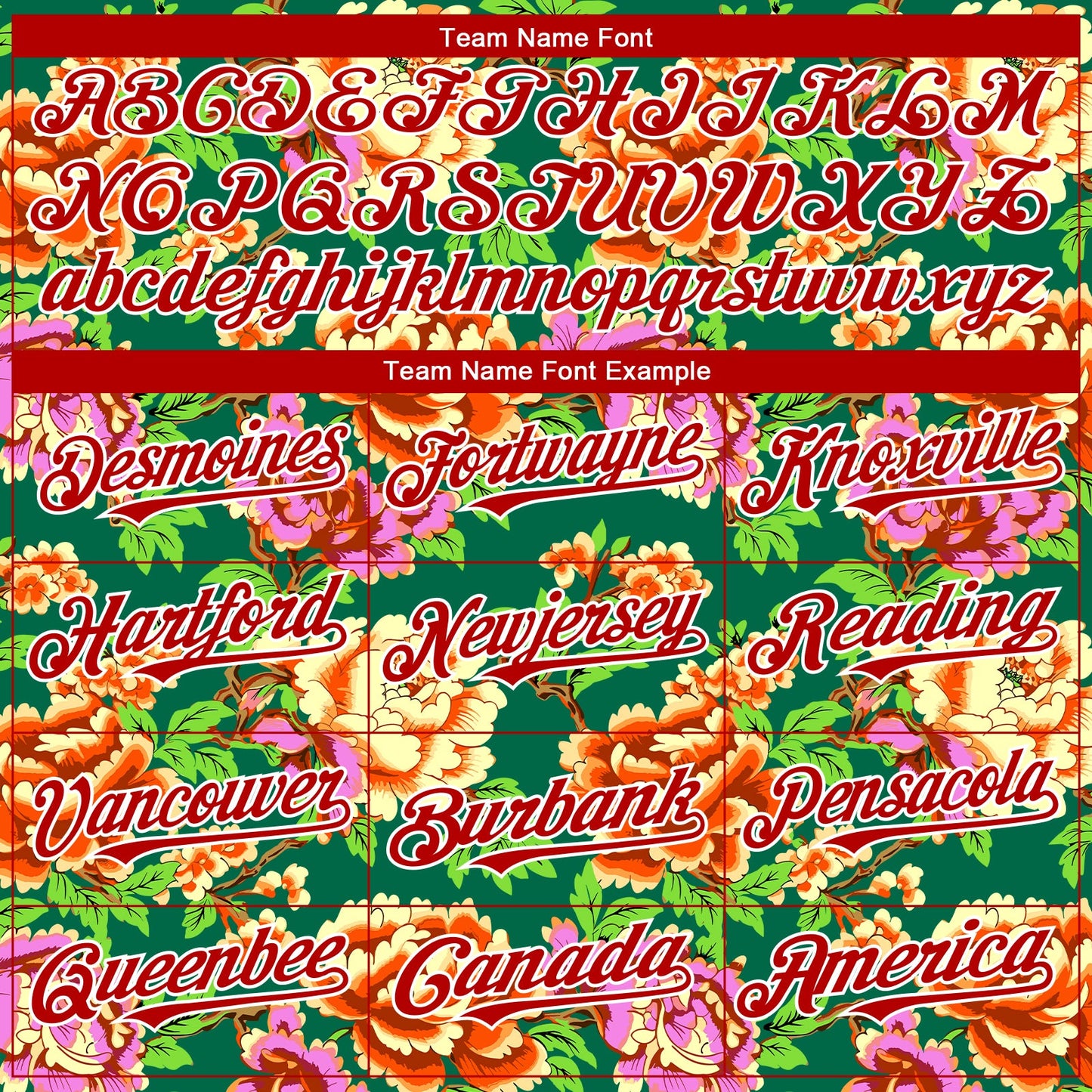 Custom Kelly Green Red-White 3D Pattern Design Northeast China Big Flower Authentic Baseball Jersey - Sky-Custom