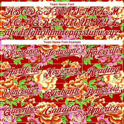 Custom Red White 3D Pattern Design Northeast China Big Flower Authentic Baseball Jersey - Sky-Custom