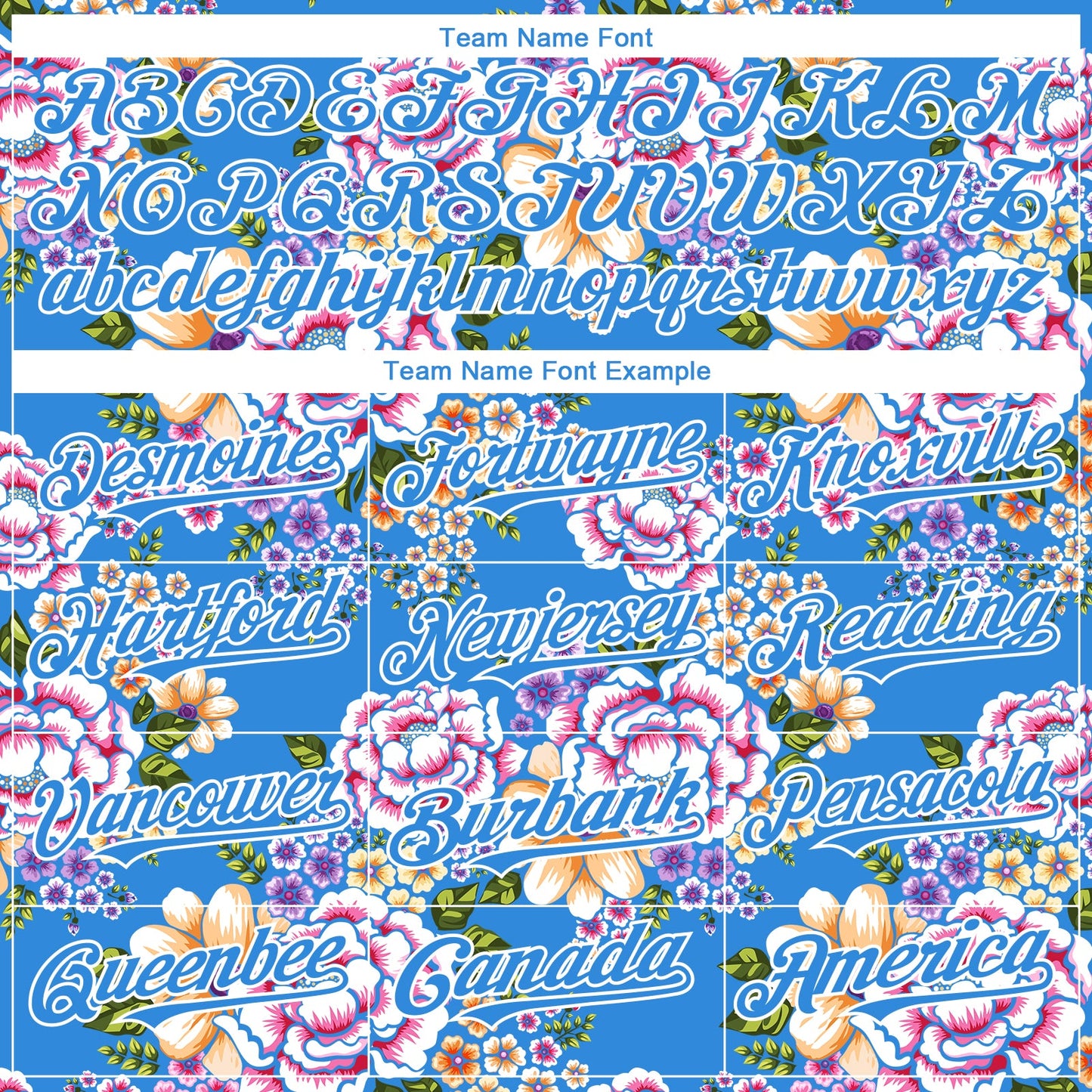 Custom Electric Blue White 3D Pattern Design Northeast China Big Flower Authentic Baseball Jersey - Sky-Custom