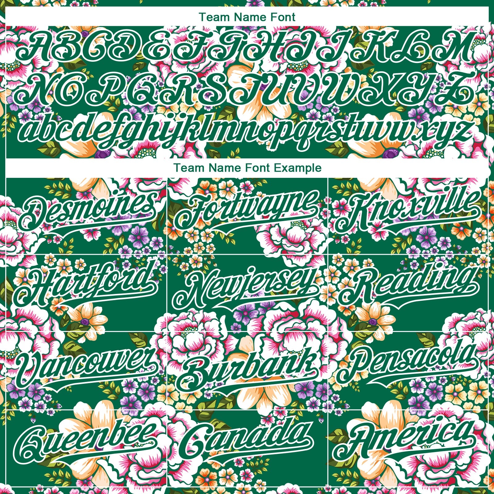 Custom Kelly Green White 3D Pattern Design Northeast China Big Flower Authentic Baseball Jersey - Sky-Custom