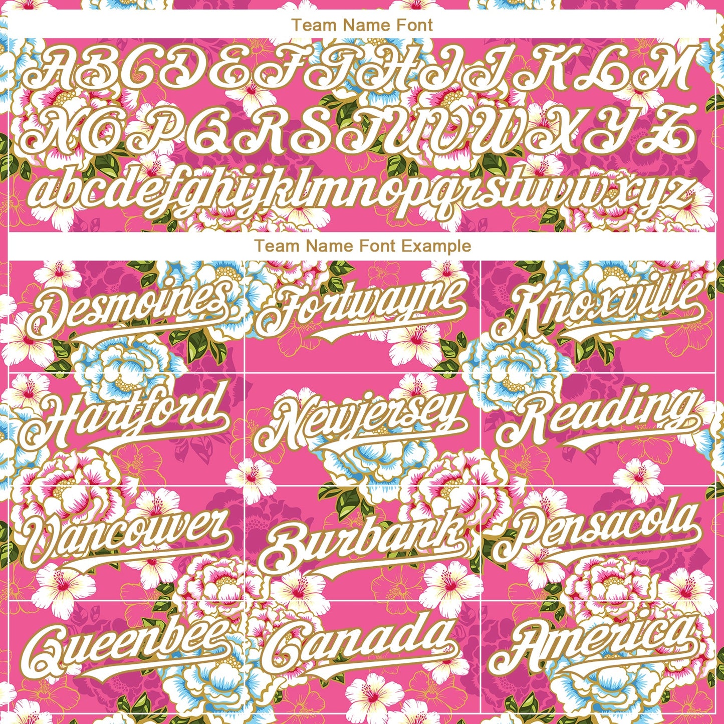 Custom Hot Pink White-Old Gold 3D Pattern Design Northeast China Big Flower Authentic Baseball Jersey - Sky-Custom