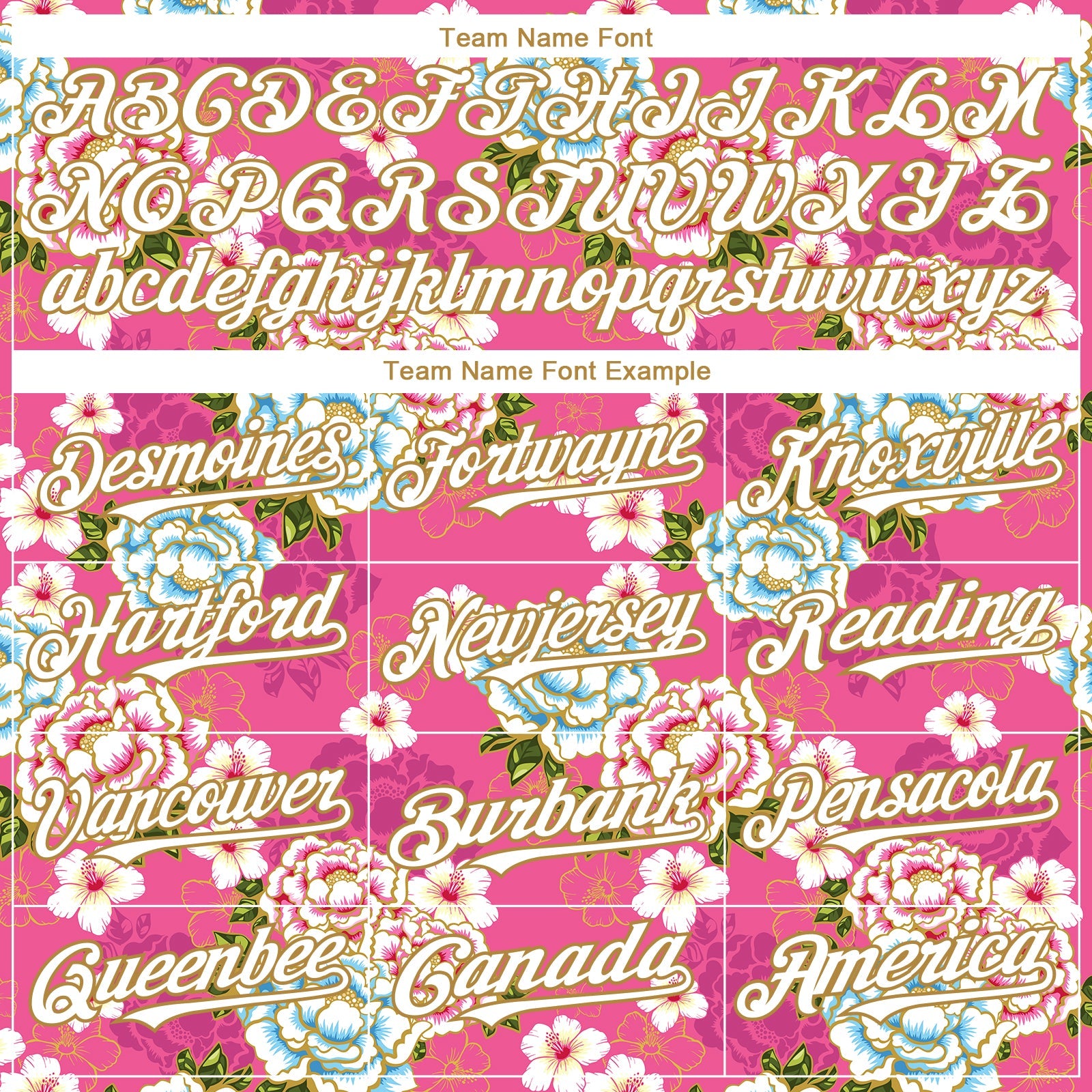 Custom Hot Pink White-Old Gold 3D Pattern Design Northeast China Big Flower Authentic Baseball Jersey - Sky-Custom