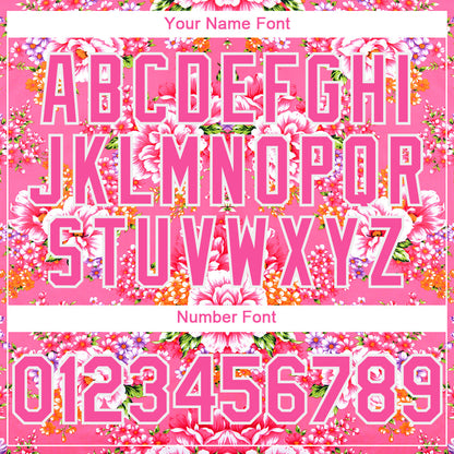 Custom Neon Pink Pink-White 3D Pattern Design Northeast China Big Flower Authentic Baseball Jersey - Sky-Custom