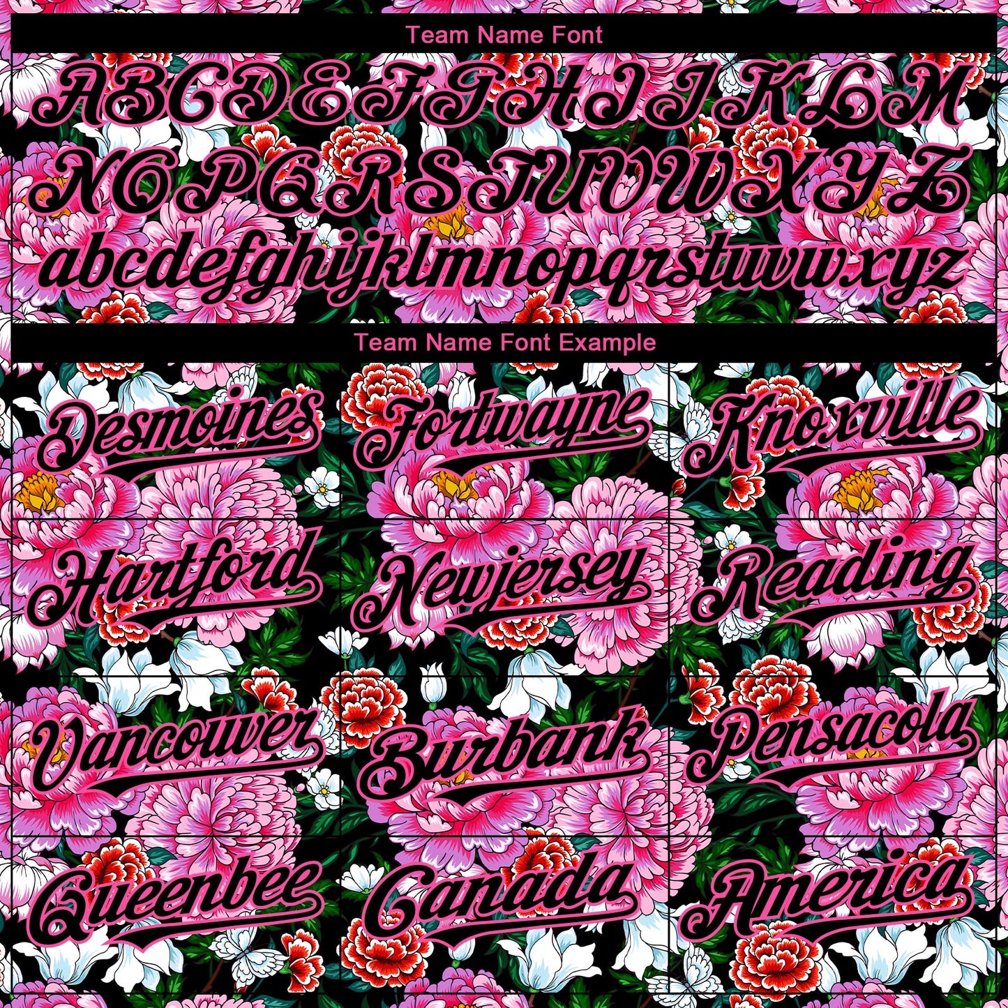 Custom Pink Black 3D Pattern Design Northeast China Big Flower Authentic Baseball Jersey - Sky-Custom