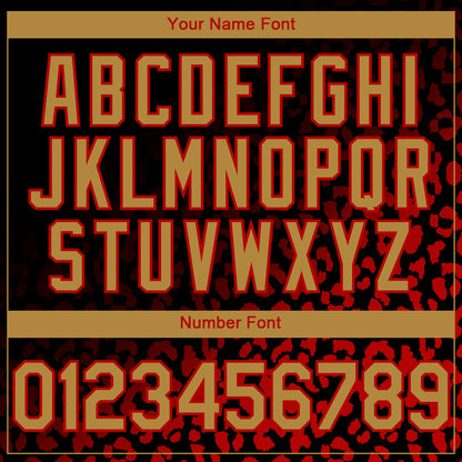 Custom Black Old Gold-Red 3D Pattern Design Leopard Print Fade Fashion Authentic Baseball Jersey - Sky-Custom
