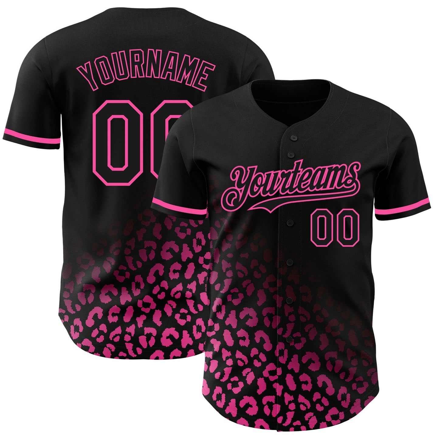 Custom Black Pink 3D Pattern Design Leopard Print Fade Fashion Authentic Baseball Jersey - Sky-Custom