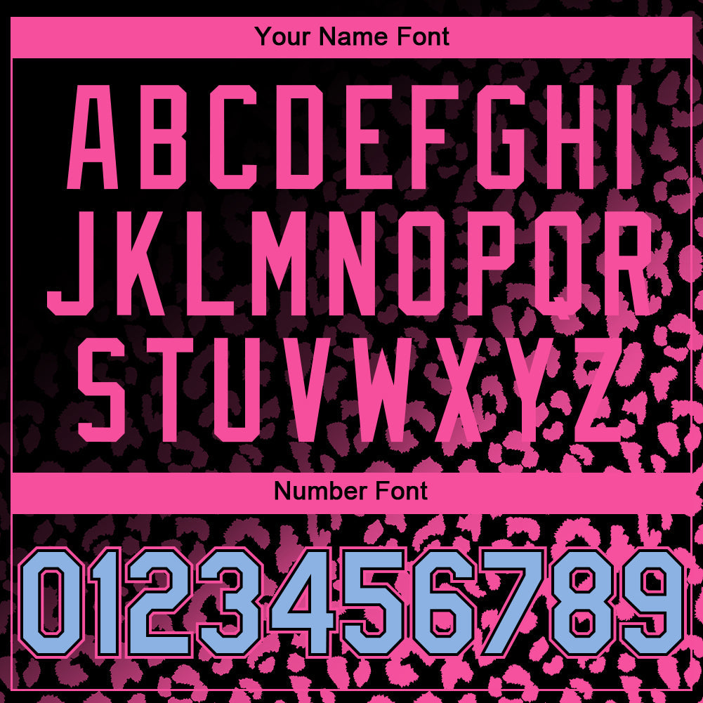 Custom Black Light Blue-Pink 3D Pattern Design Leopard Print Fade Fashion Authentic Baseball Jersey - Sky-Custom