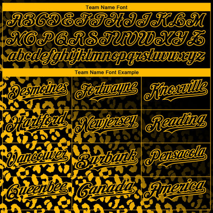 Custom Black Gold 3D Pattern Design Leopard Print Fade Fashion Authentic Baseball Jersey - Sky-Custom