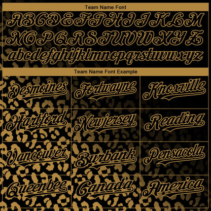 Custom Black Old Gold 3D Pattern Design Leopard Print Fade Fashion Authentic Baseball Jersey - Sky-Custom